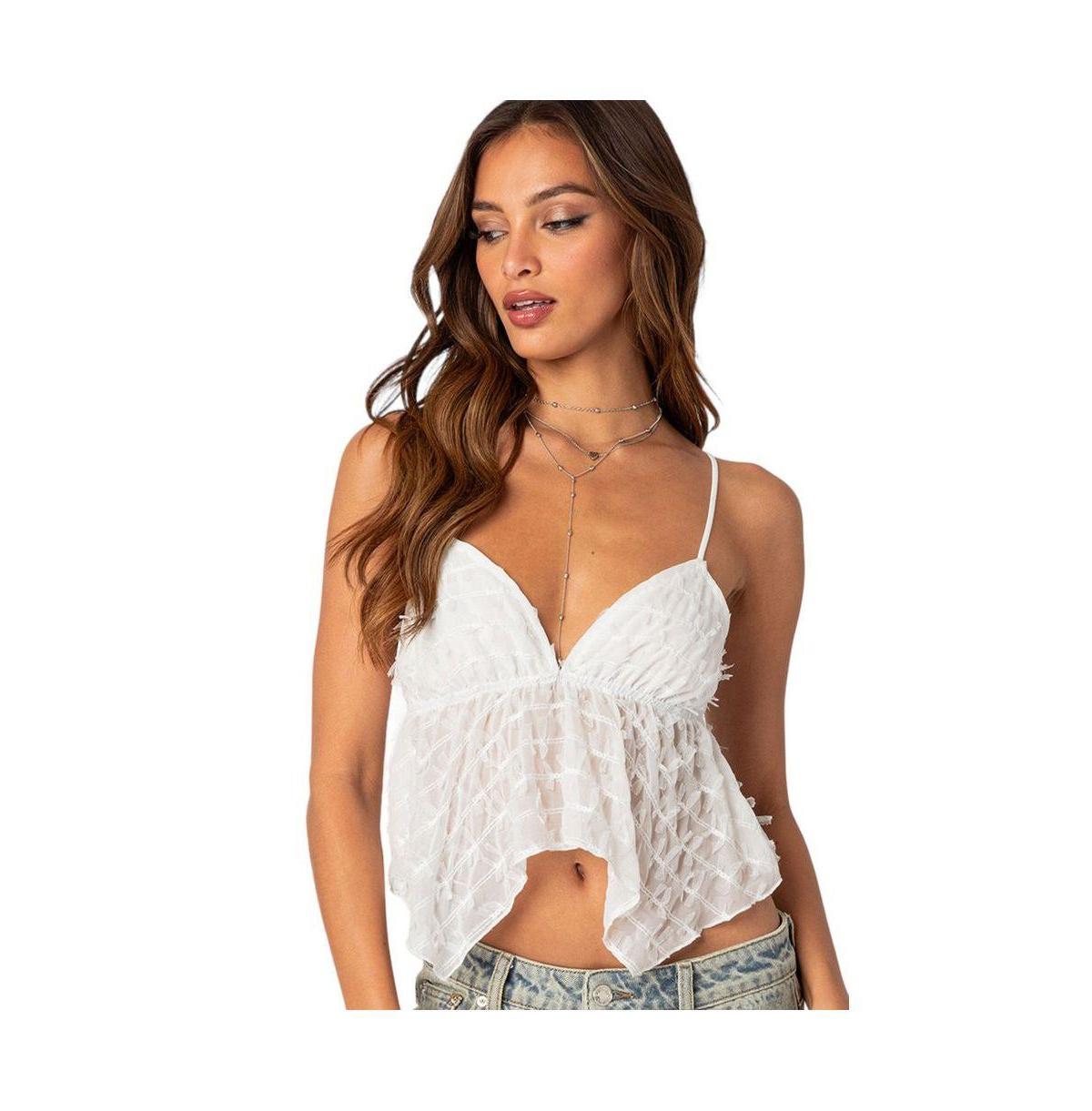 EDIKTED Flutter Frilled Tie Back Babydoll Top Product Image