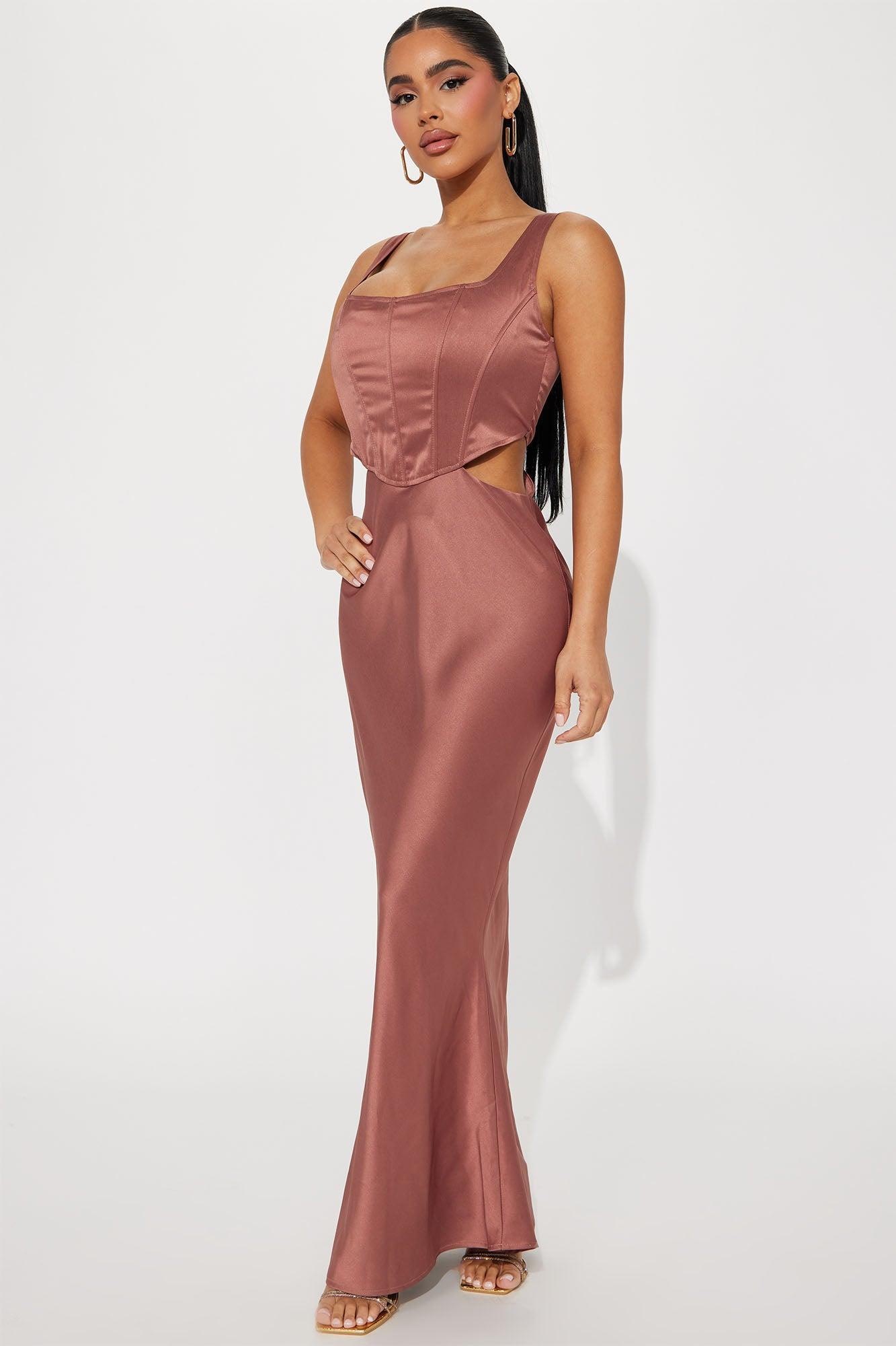 Cara Satin Corset Maxi Dress - Mauve product image