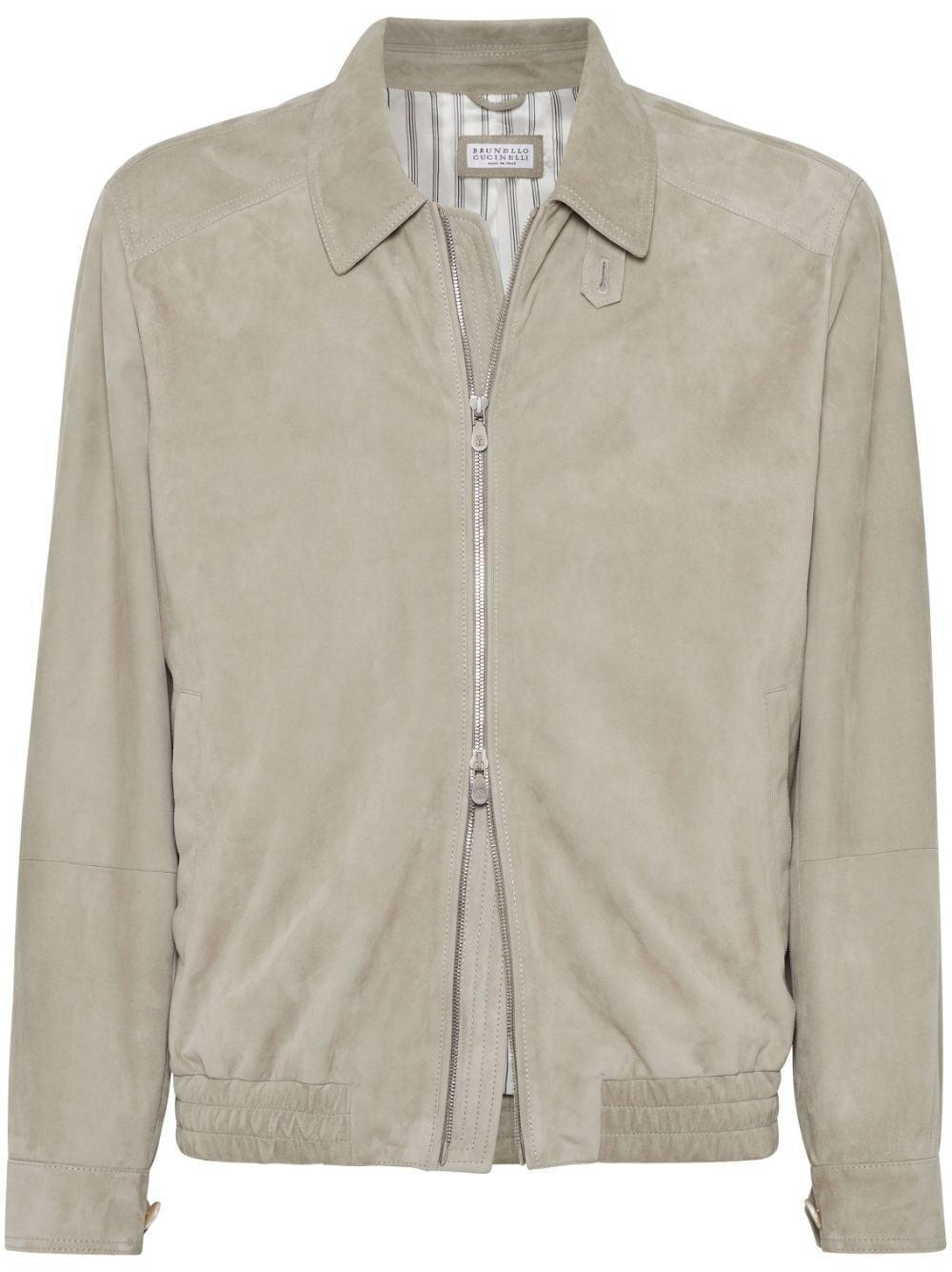 BRUNELLO CUCINELLI Suede Jacket In Beige Product Image