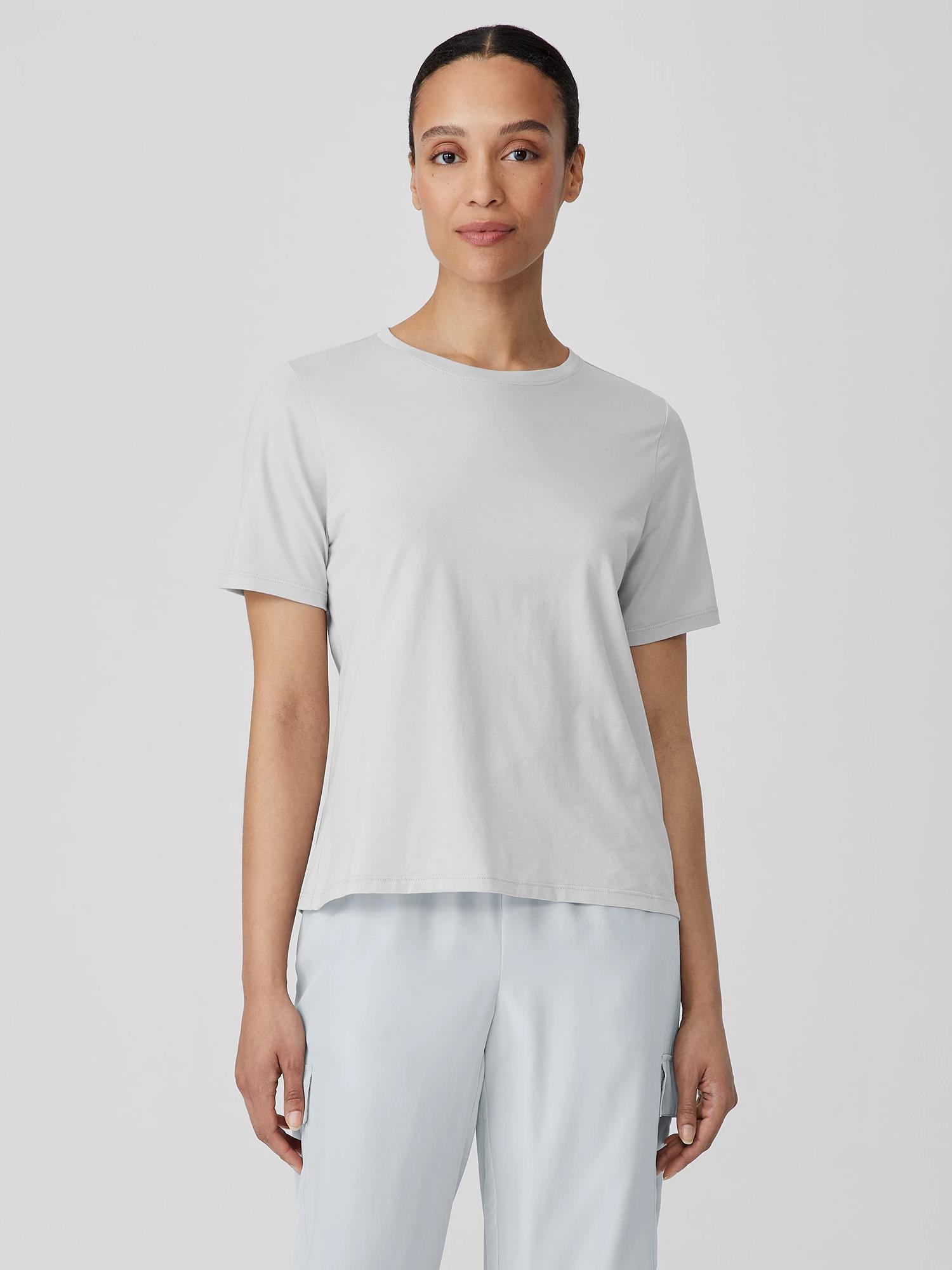 EILEEN FISHER Organic Pima Cotton Jersey Round Neck Teefemale Product Image