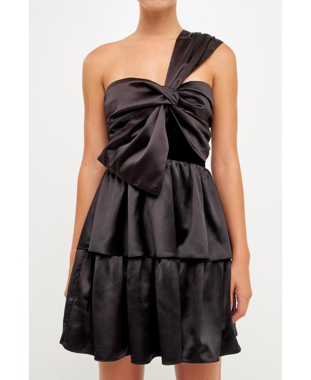 Womens One-Shoulder Satin Mini Dress Product Image