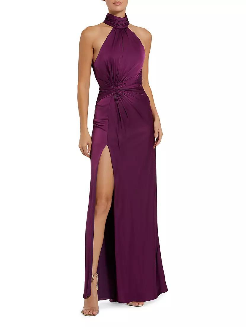 Halterneck Open-Back Satin Gown Product Image