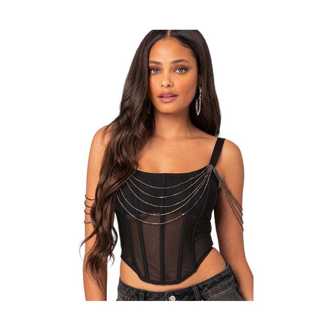Womens Norah draped rhinestone corset top Product Image