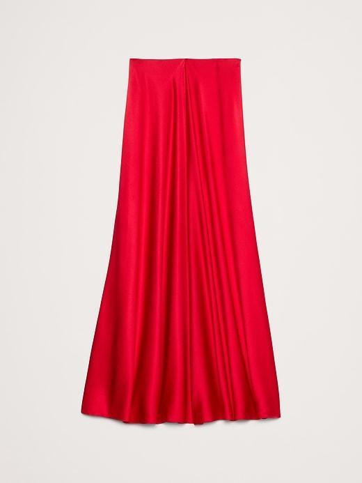 Bias-Cut Silk Midi Skirt Product Image