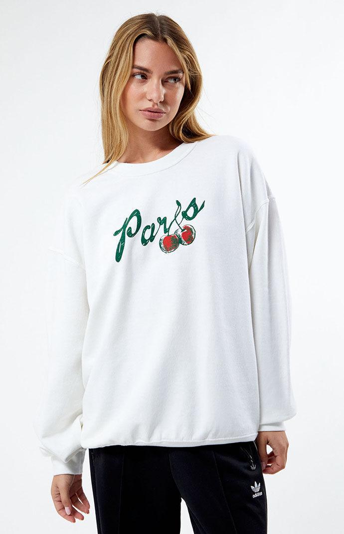 Golden Hour Womens Paris Cherries Crew Neck Sweatshirt Product Image