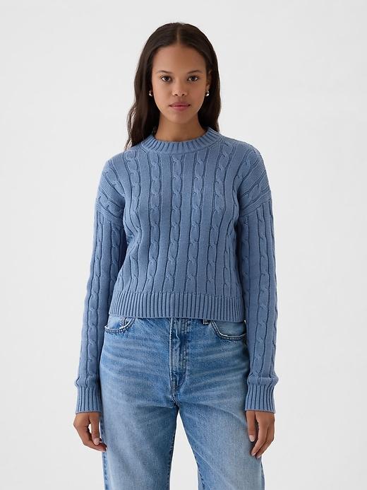 Cable-Knit Cropped Sweater Product Image