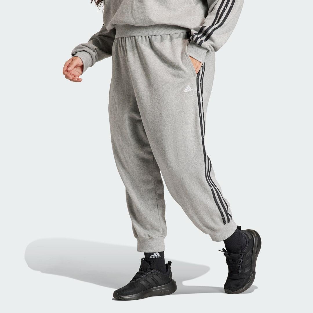 adidas Essentials 3-Stripes Animal-Print 7/8 Pants (Plus Size) Medium Grey Heather 3X Womens Product Image