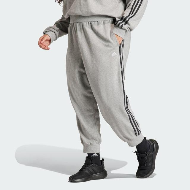 adidas Essentials 3-Stripes Animal-Print 7/8 Pants (Plus Size) Medium Grey Heather 2X Womens Product Image