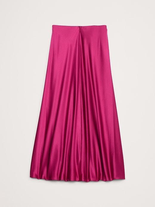 Bias-Cut Silk Midi Skirt Product Image