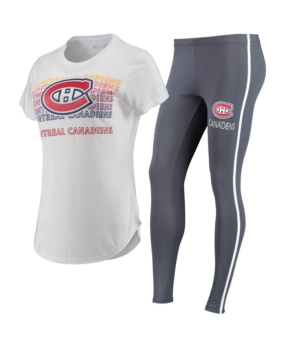 Womens Concepts Sport White/Charcoal Montreal Canadiens Sonata T-Shirt & Leggings Set Product Image