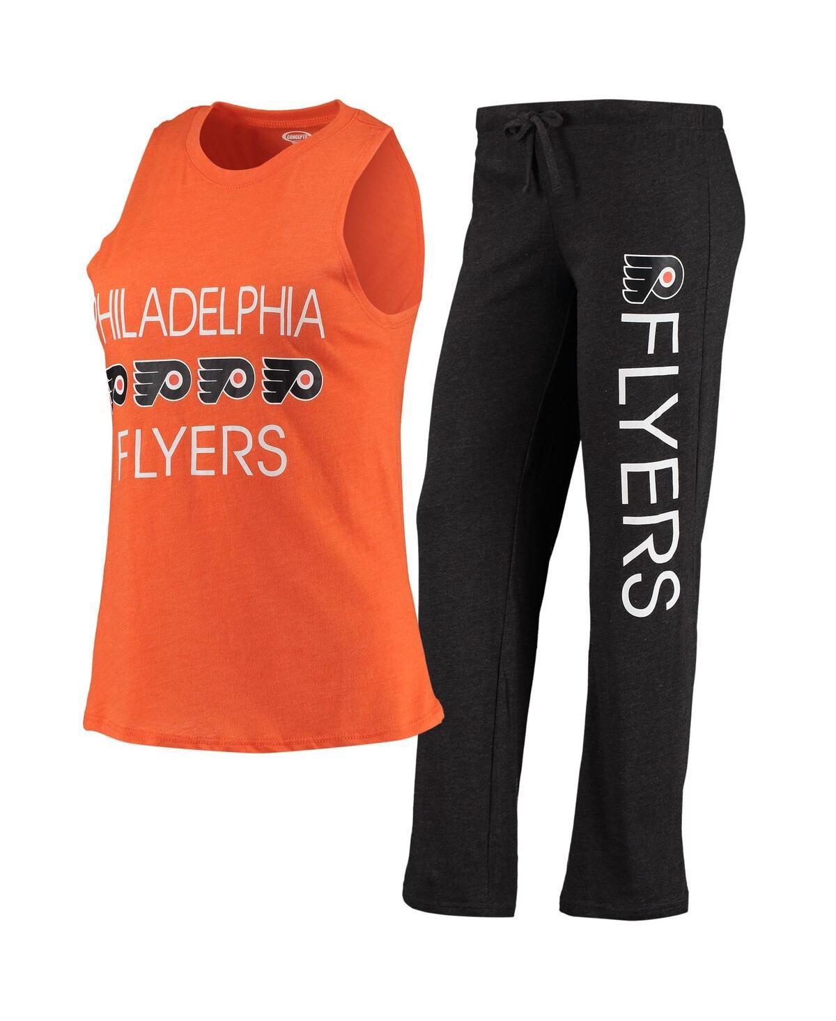 Womens Concepts Sport Orange/Black Philadelphia Flyers Meter Tank Top & Pants Sleep Set Product Image