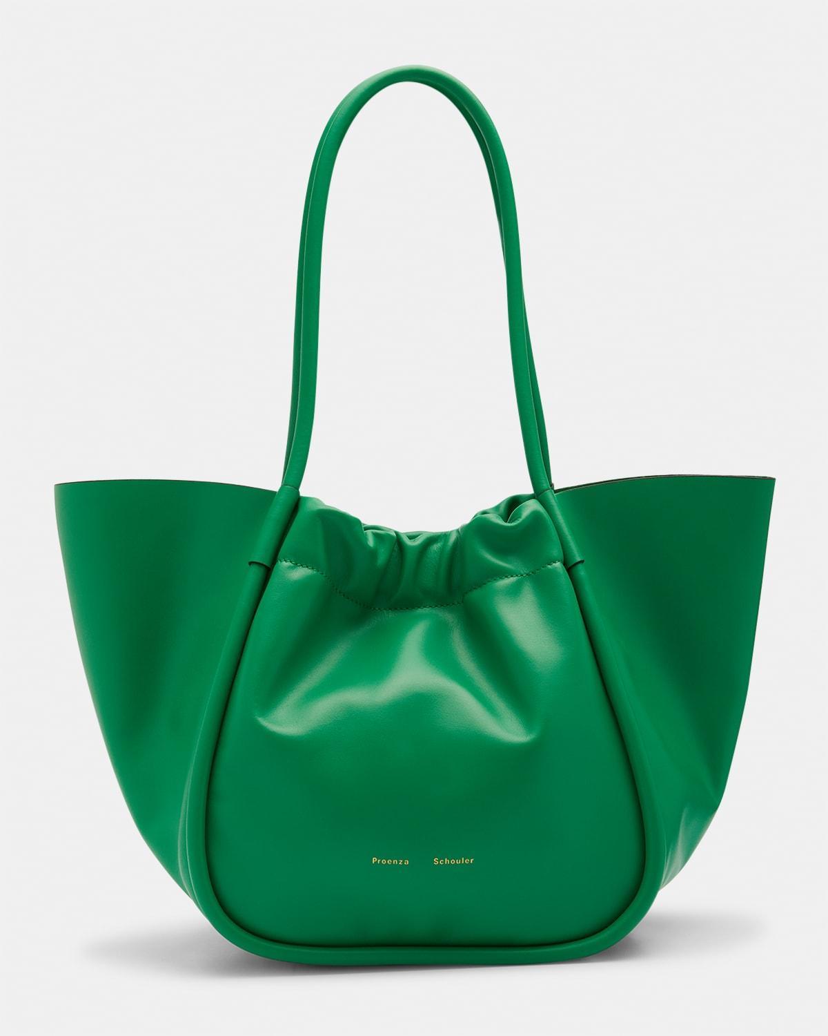 Womens Ruched Leather Tote Product Image