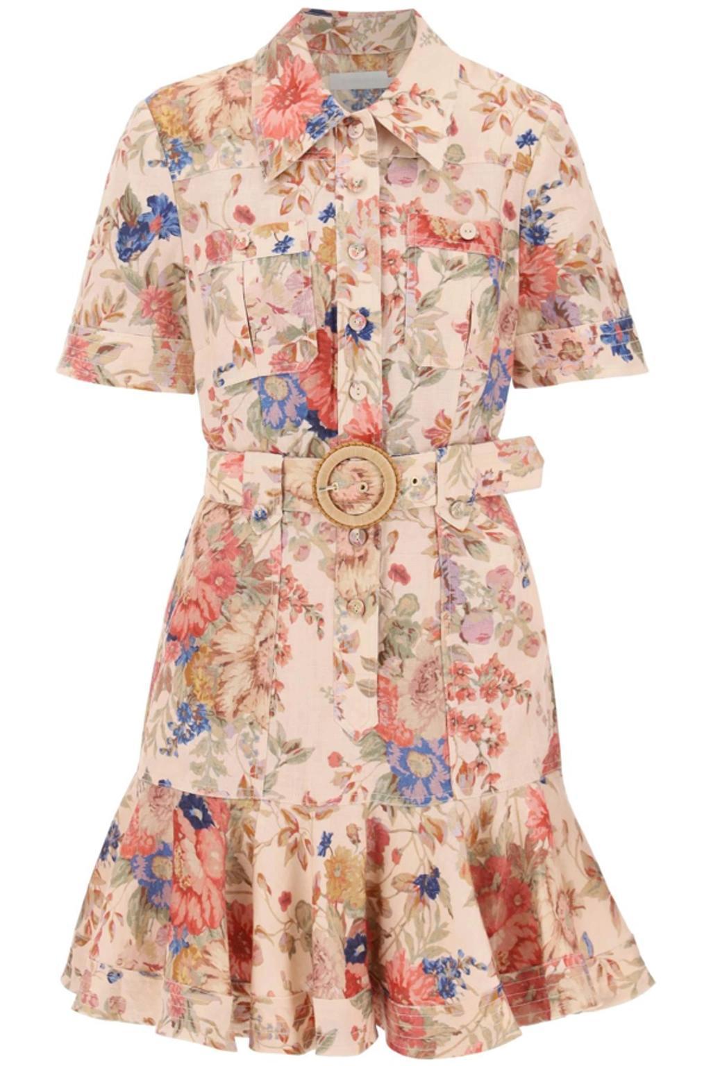 August Floral Belted Mini Dress In Cream Floral Product Image