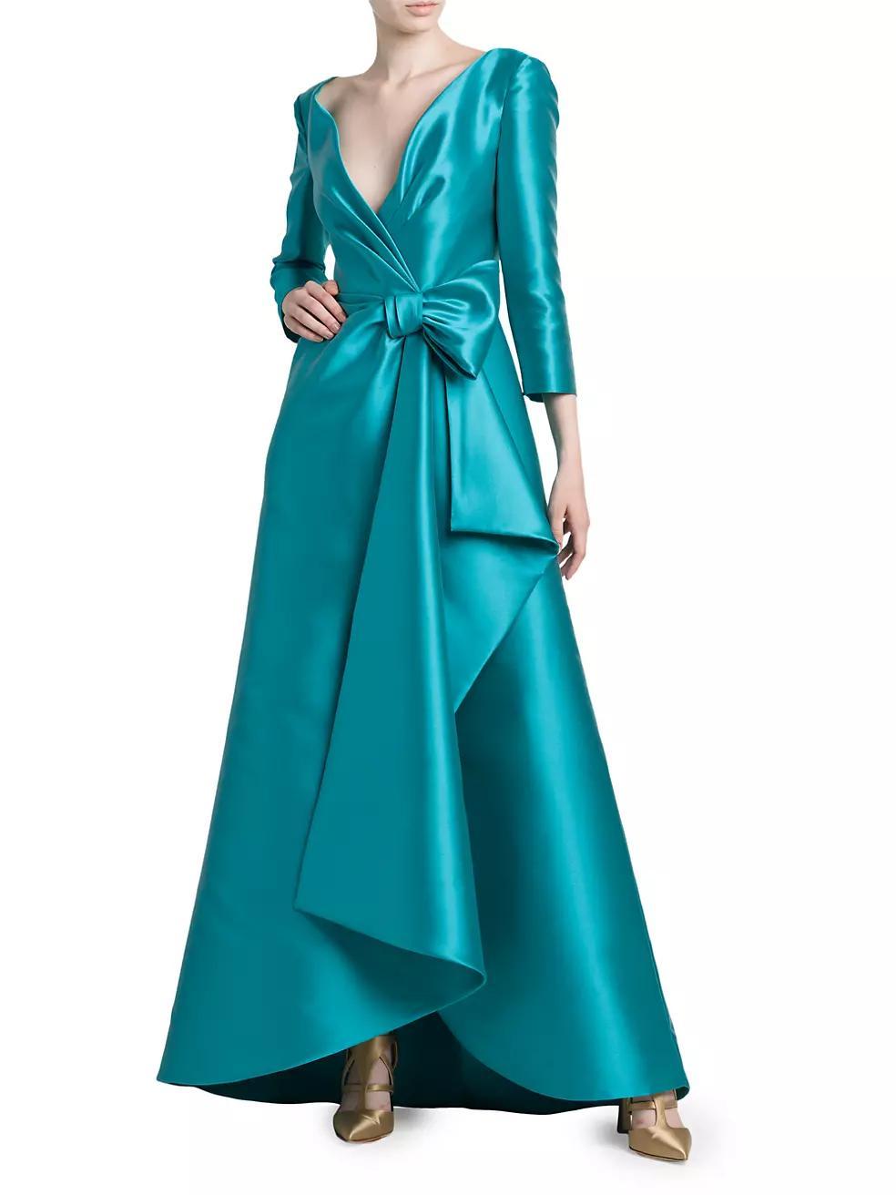 Satin Wrap Bow Gown Product Image