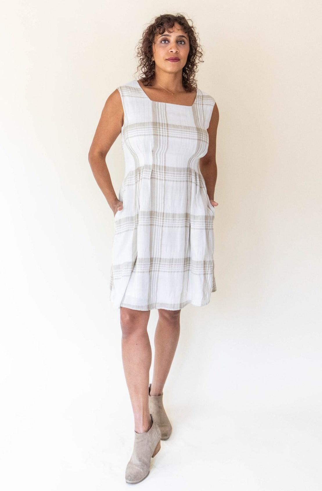 Pleiades Dress in Plaid Ivory Product Image