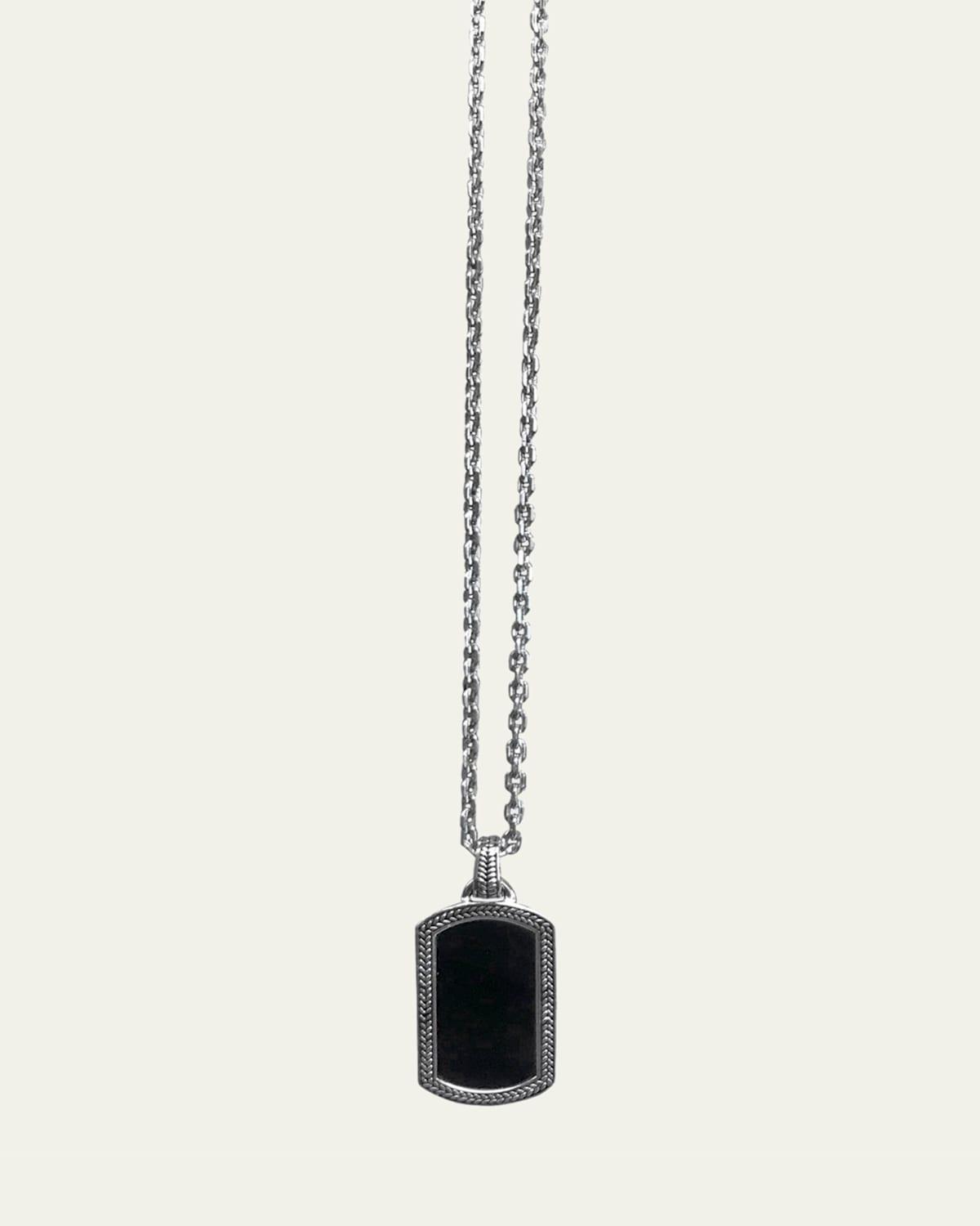 Mens Onyx Dog Tag Necklace, 20 Product Image