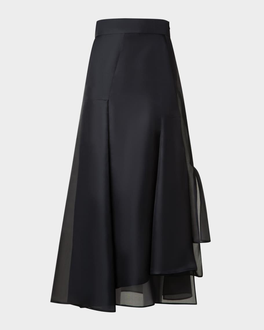 Asymmetric Pleated Silk Organza Midi Skirt product image