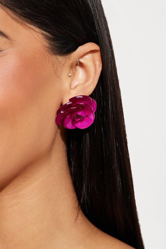 Pretty Pretty Flower Earrings - Fuchsia Product Image