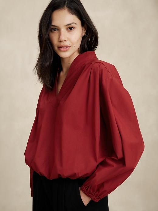 Poplin Bubble-Hem Blouse Product Image