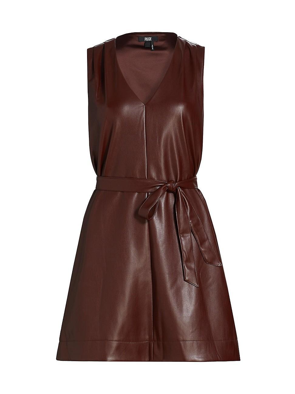 Womens Alessi V-Neck Faux Leather Dress Product Image