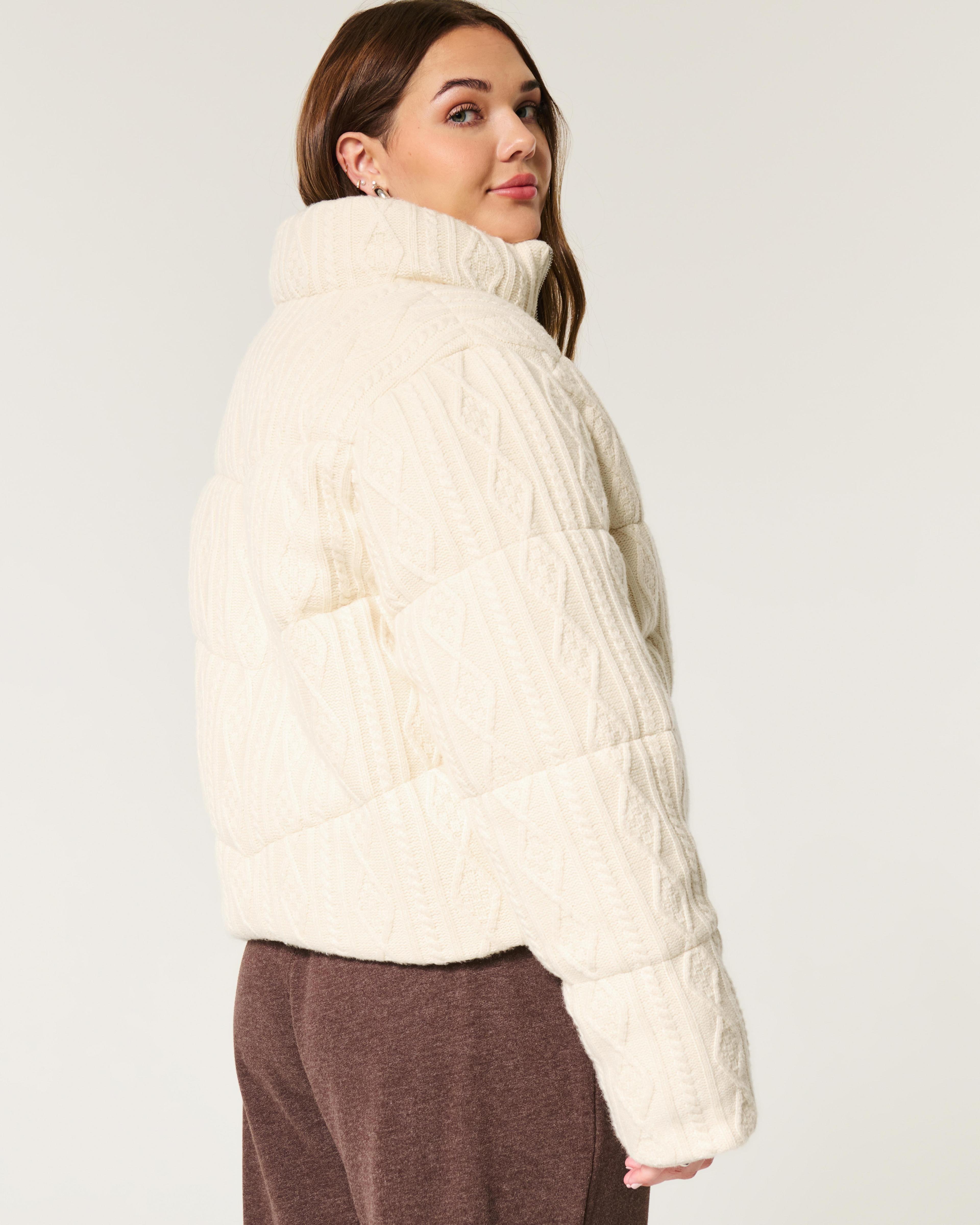 Sweater-Knit Mini Puffer Jacket Product Image