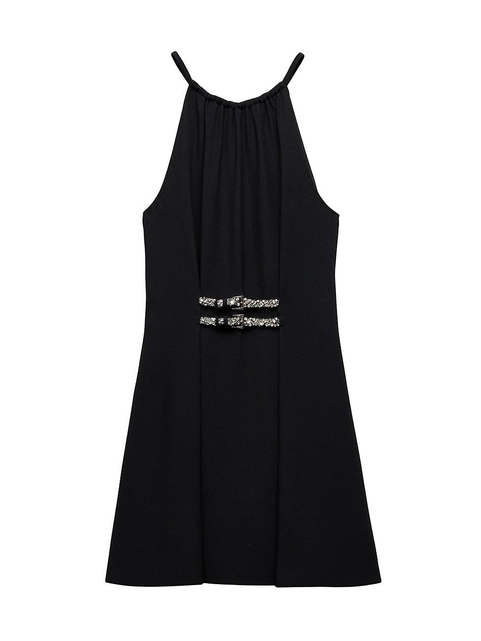 Womens Embroidered Sable Mini-Dress Product Image