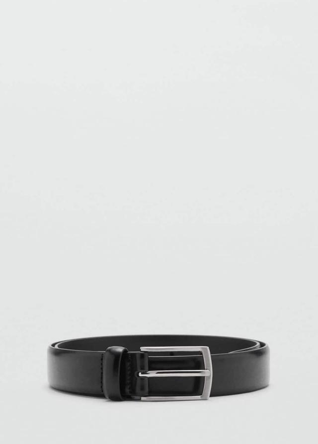 MANGO MAN - Leather belt blackMen Product Image