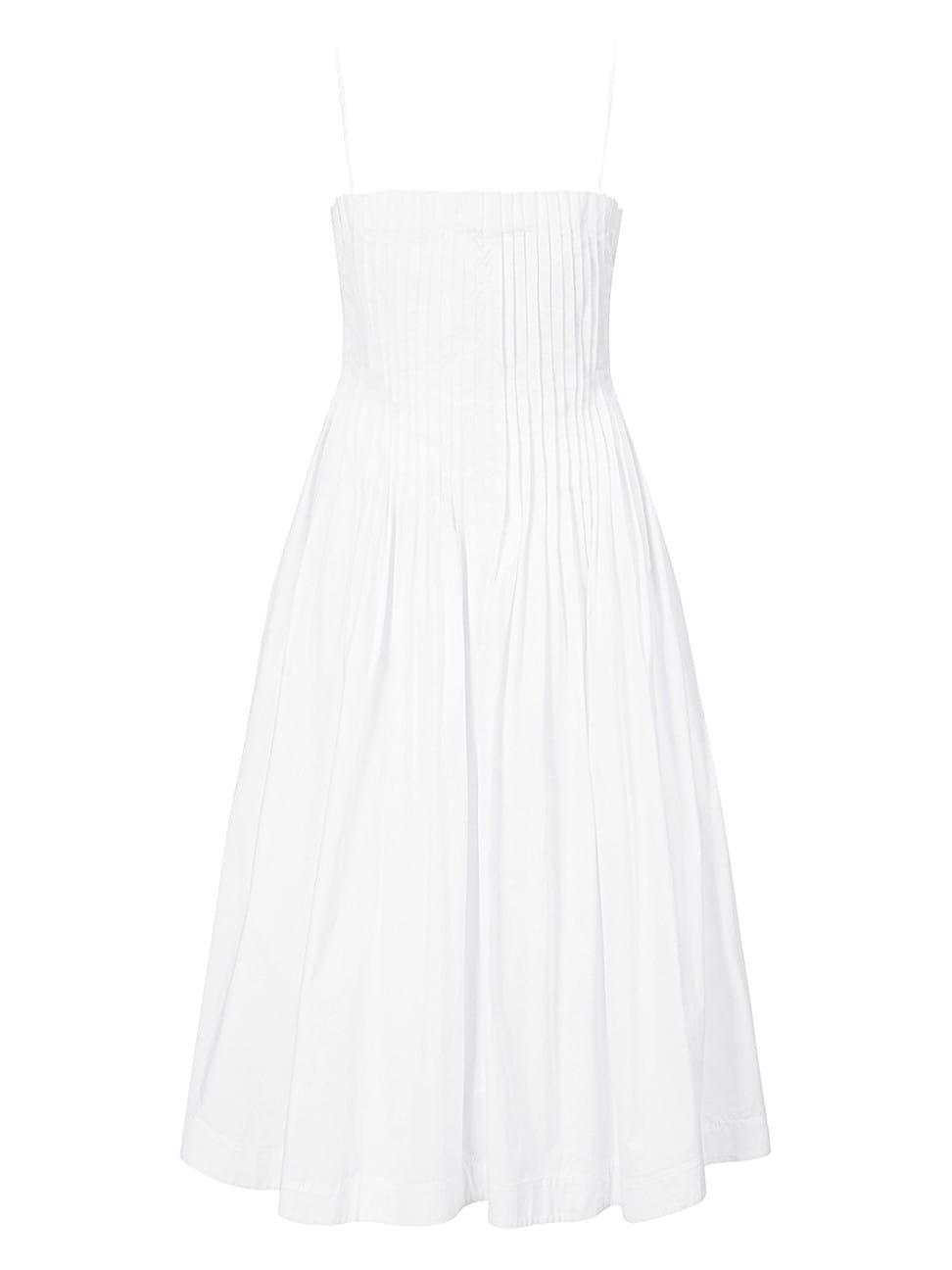 Womens Bella Pleated Cotton-Blend Sleeveless Midi-Dress Product Image