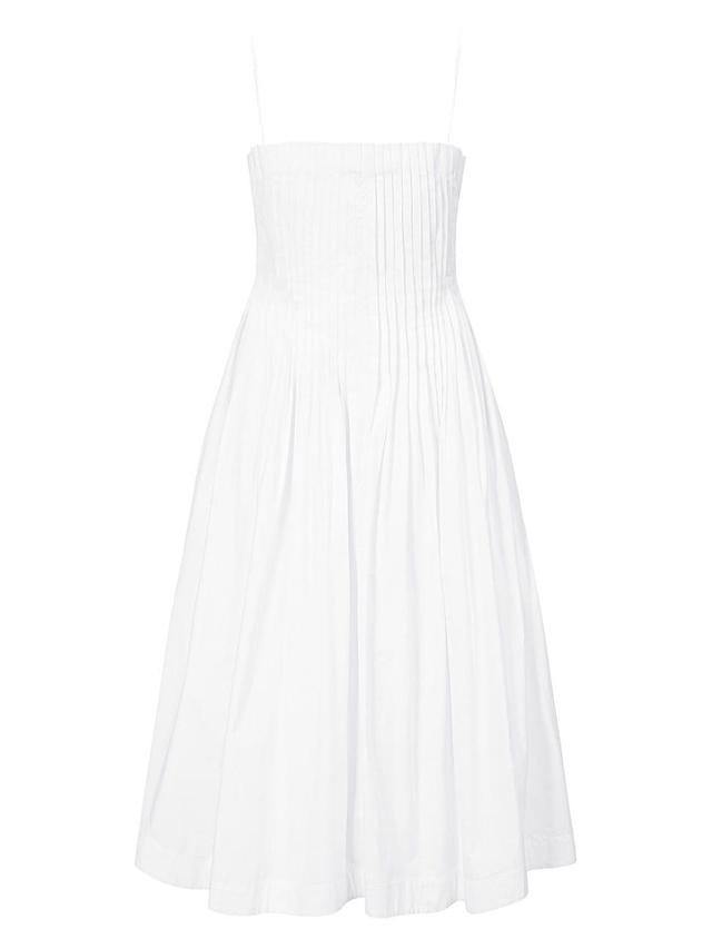 Womens Bella Pleated Cotton-Blend Sleeveless Midi-Dress Product Image