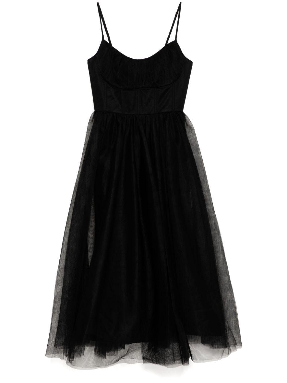 ZIMMERMANN Tulle Corset Midi Dress In Black Product Image