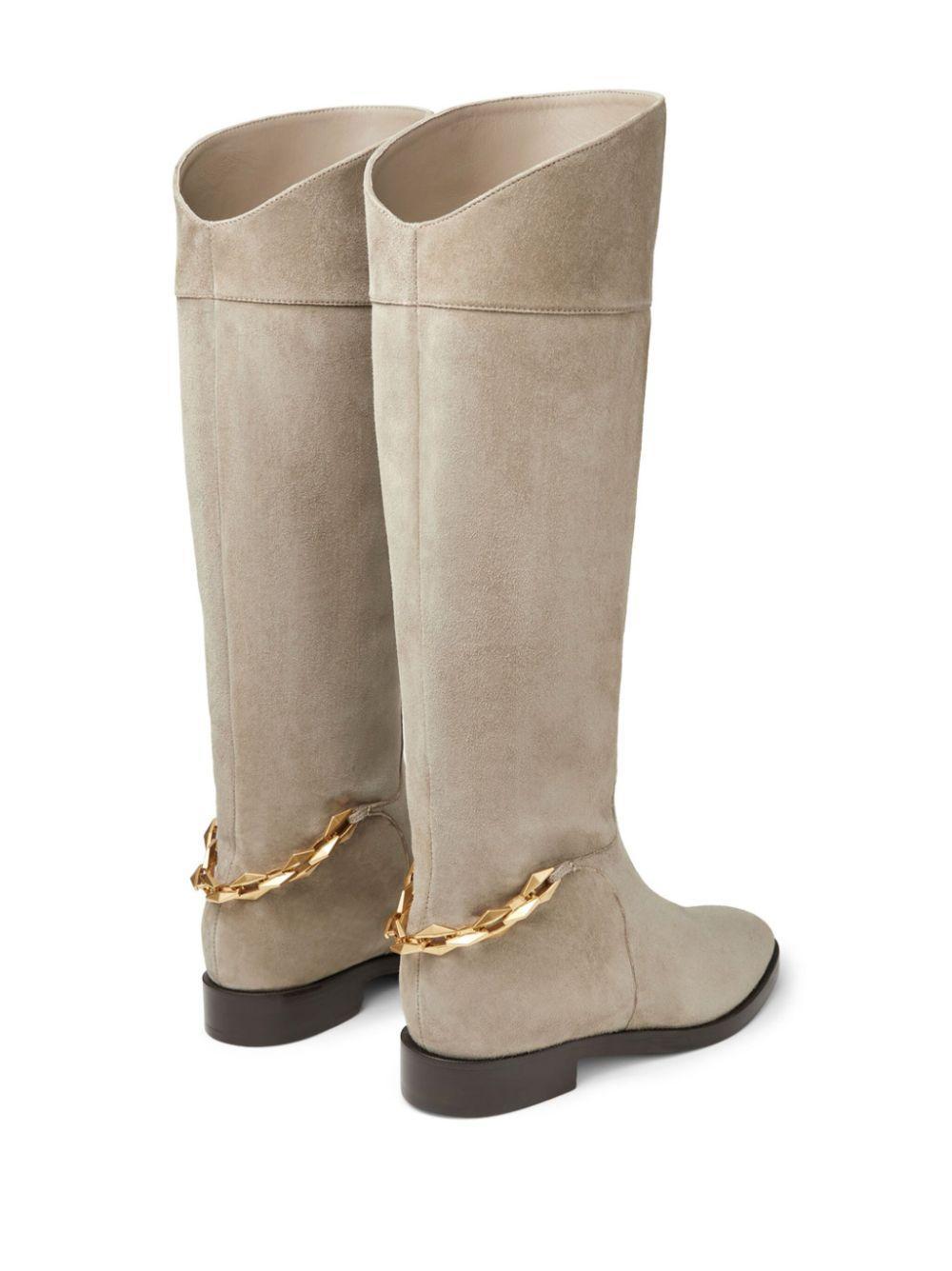 Nell chain-detailing suede boots Product Image