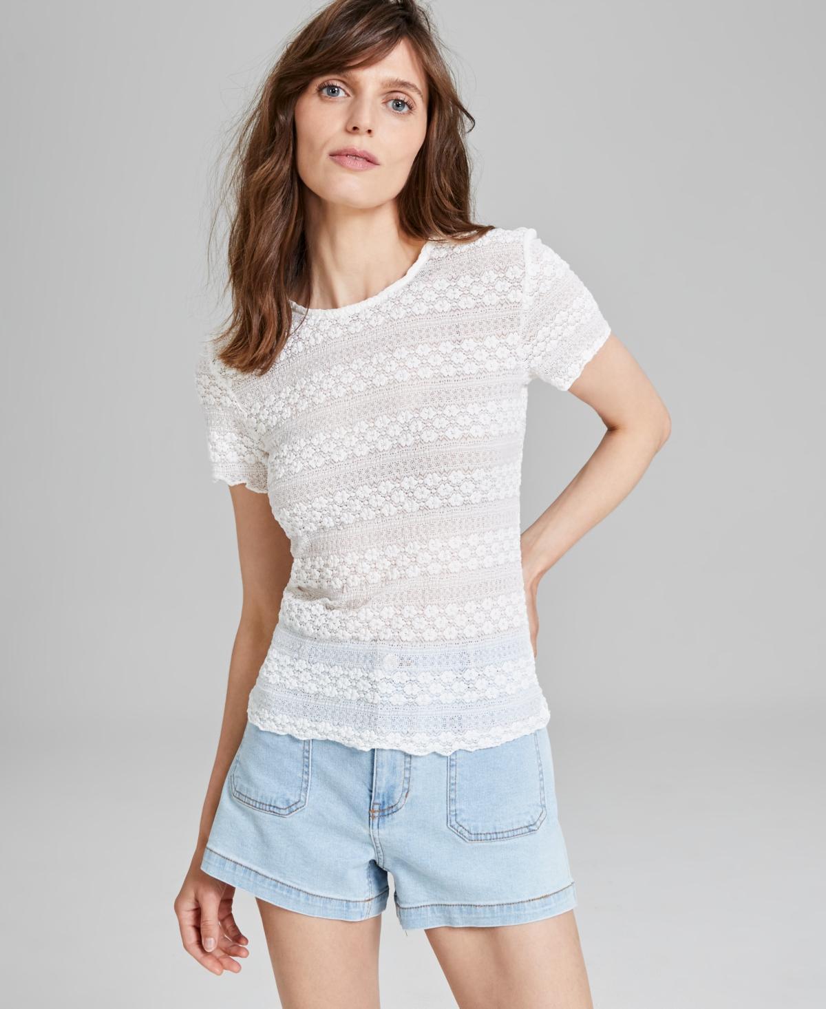 Women's Short-Sleeves Lace Top, Created for Macy's  Product Image