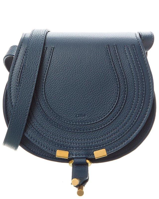 Marcie Small Leather Saddle Bag In Blue Product Image