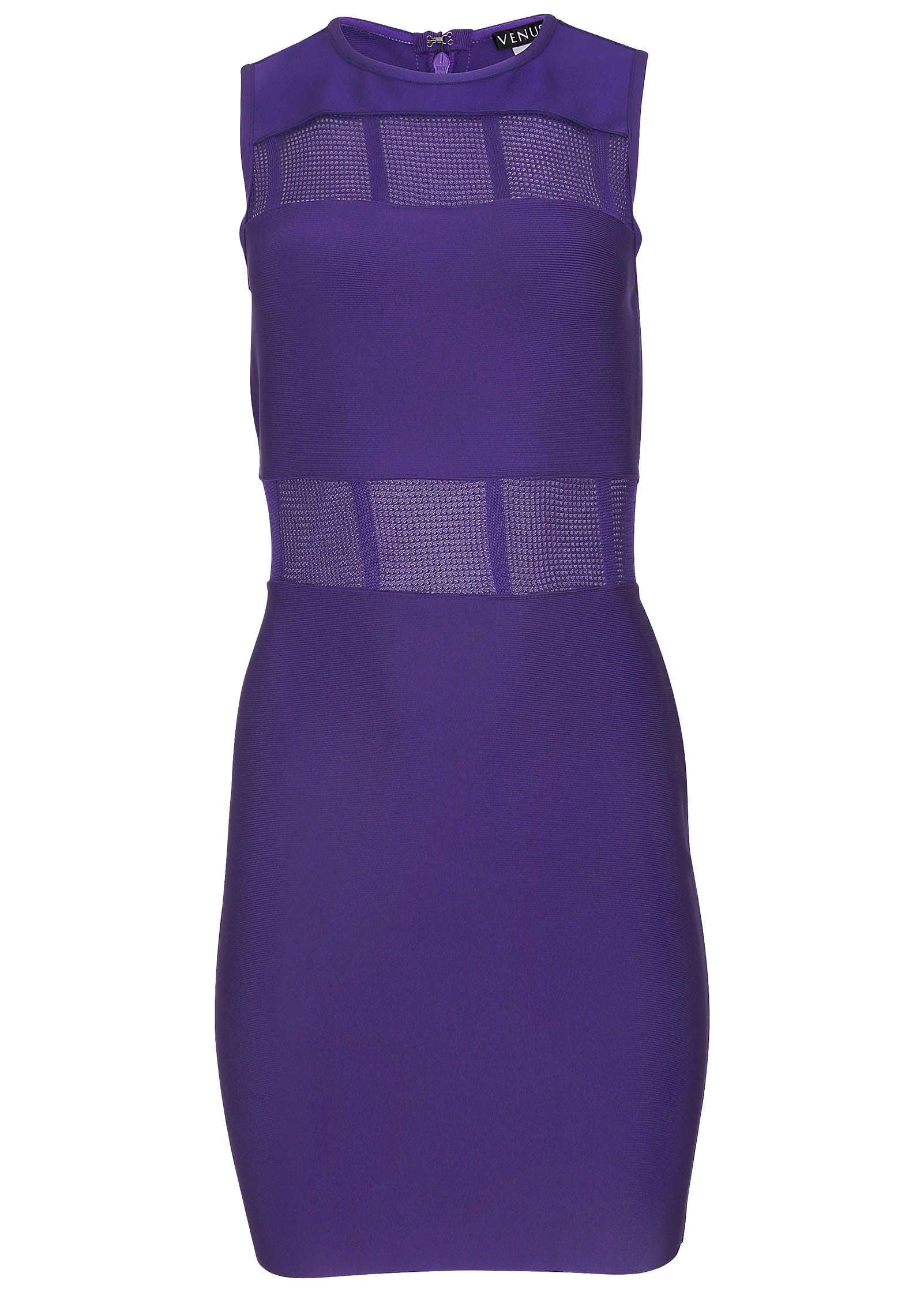 Mesh Detail Bodycon Mini Dress - Violet Indigo Product Image