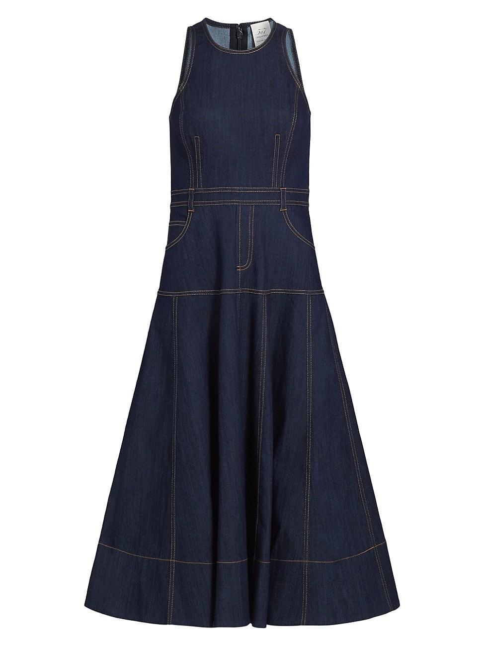 Womens Baran Denim Sleeveless Midi-Dress Product Image