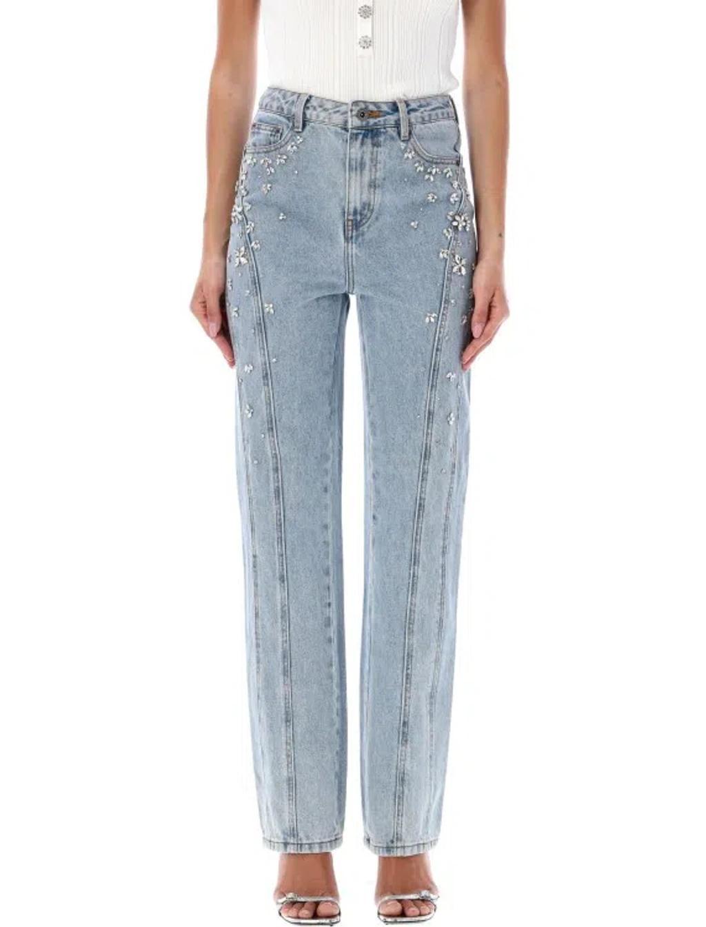 Crystal Embellished Denim In Grey Product Image