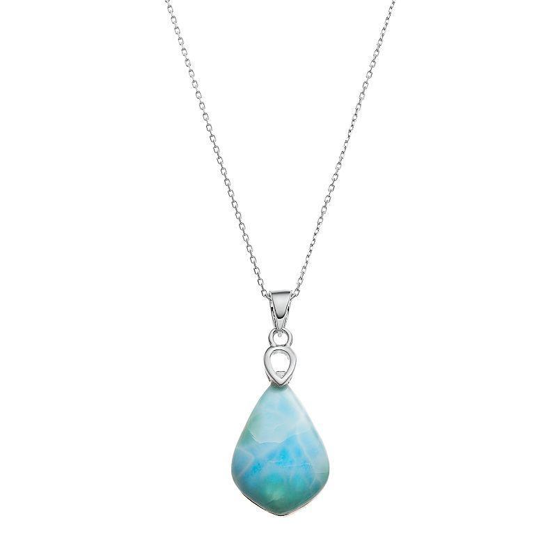 Sterling Silver Larimar Pendant Necklace, Womens Blue Product Image