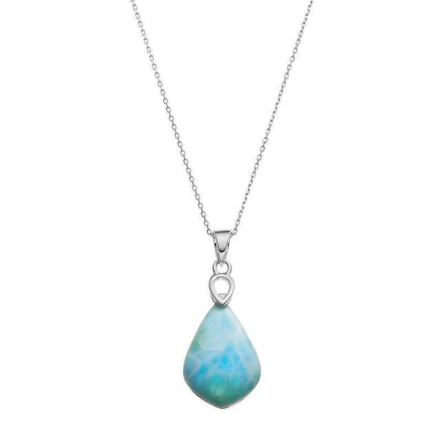 Sterling Silver Larimar Pendant Necklace, Womens Blue Product Image