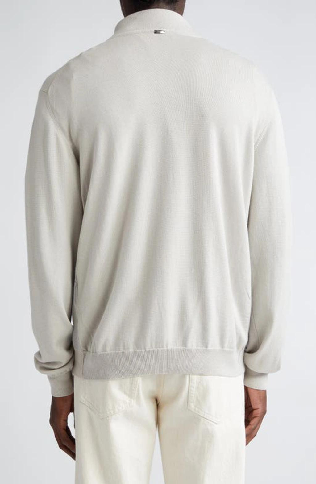 HERNO Cotton Knit Zip Cardigan In 1315 Stone Product Image