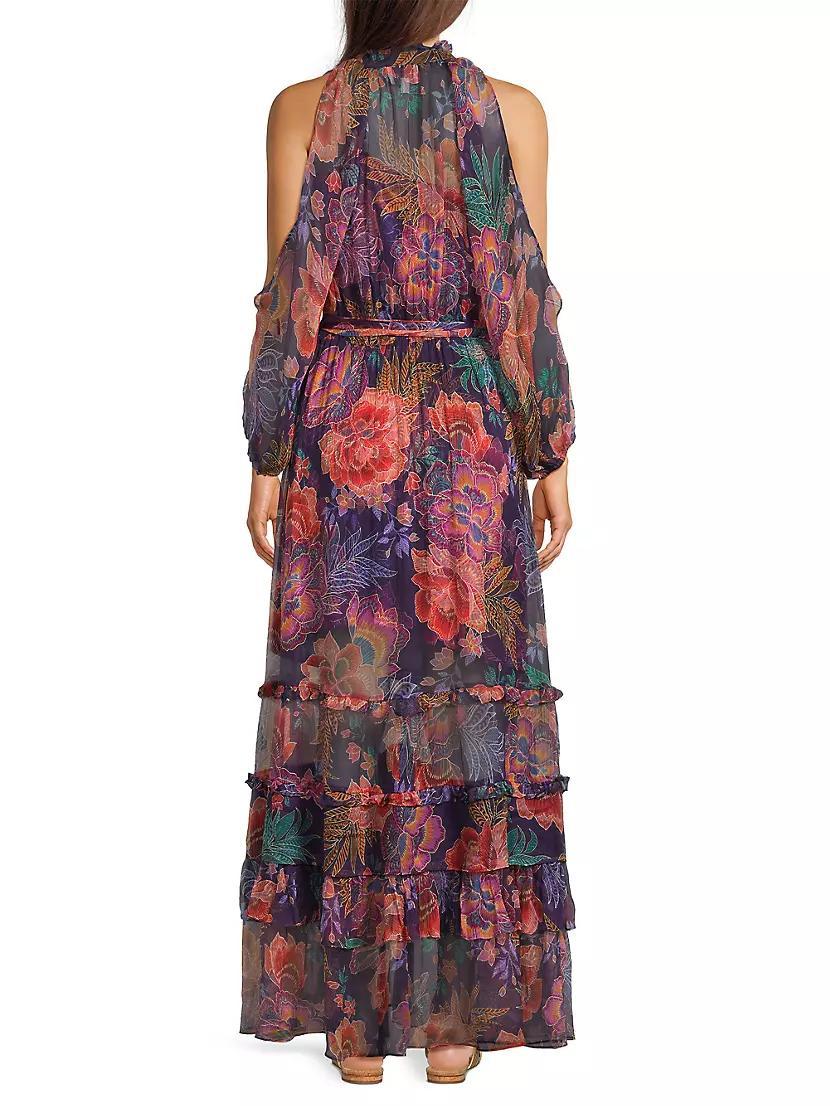 Ashlee Floral Silk Tiered Maxi Dress Product Image