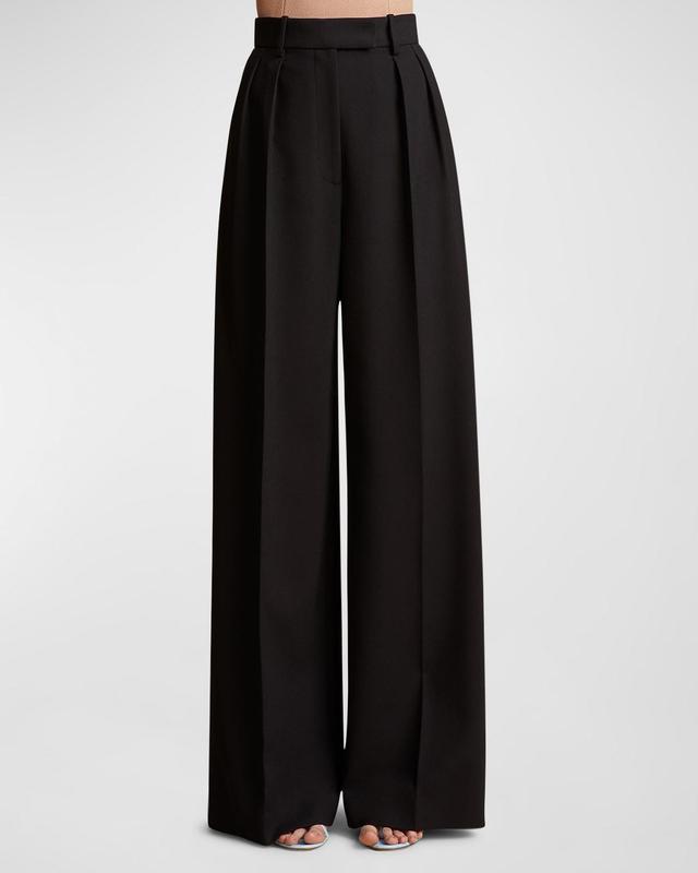 Teyana Pleated Wide-Leg Wool Pants Product Image