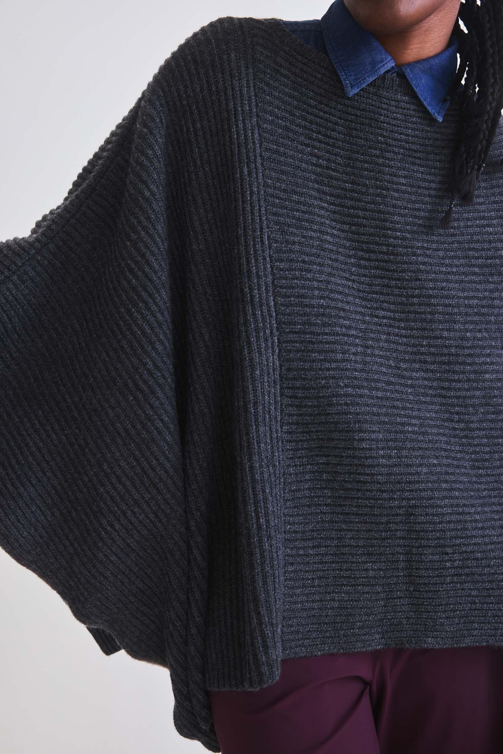 The Ribbed Knit Poncho Product Image