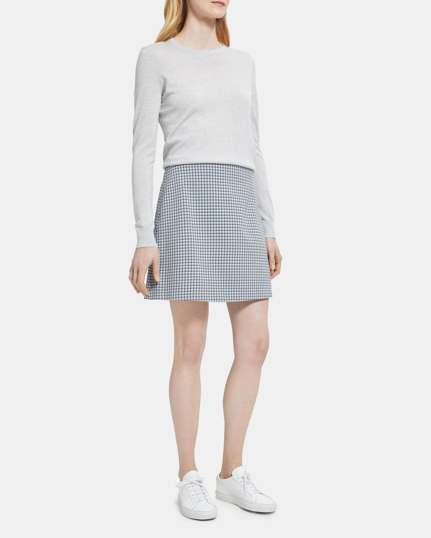 High-Waisted Mini Skirt in Viscose Check Product Image