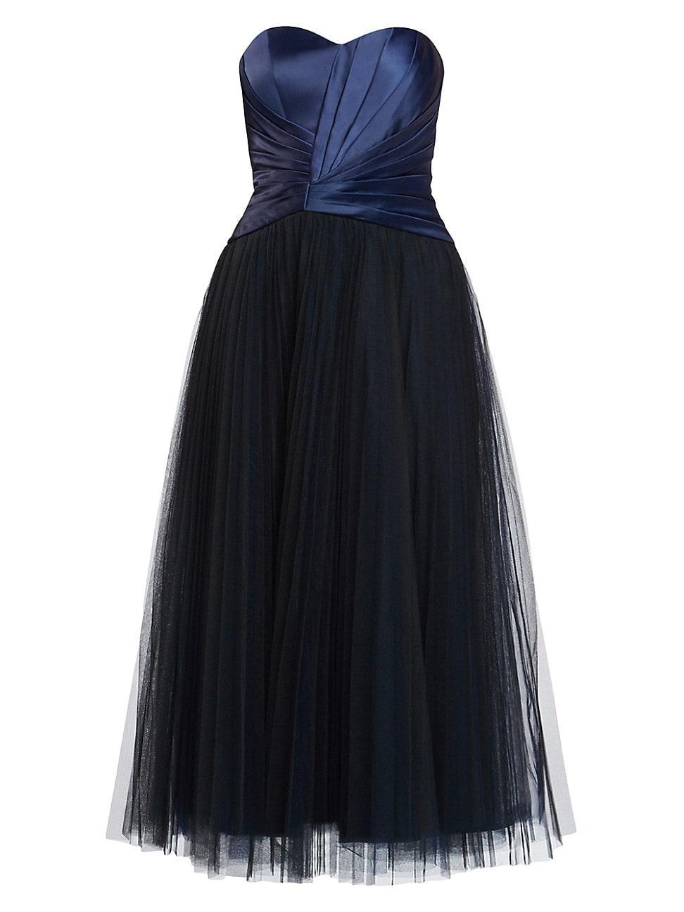 Womens Pleated Bustier Tulle Midi-Dress Product Image