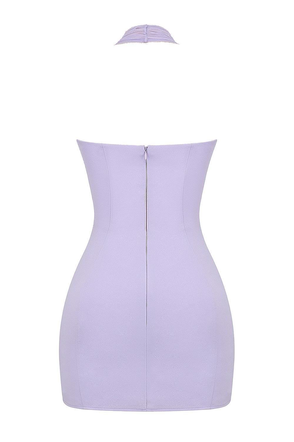 Alyssa Orchid Crepe Plunge Mini Dress Product Image