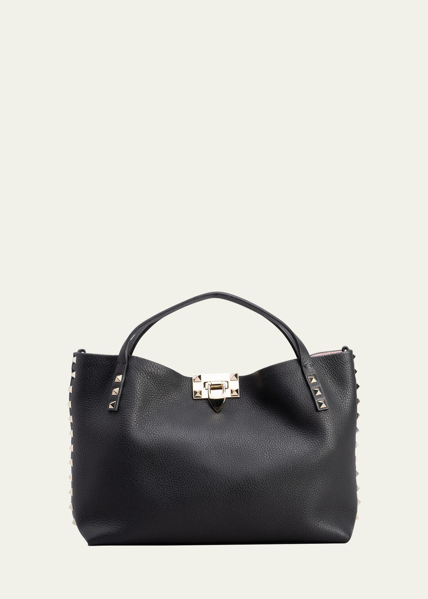 Womens Small Rockstud Grainy Calfskin Bag With Contrasting Lining Product Image