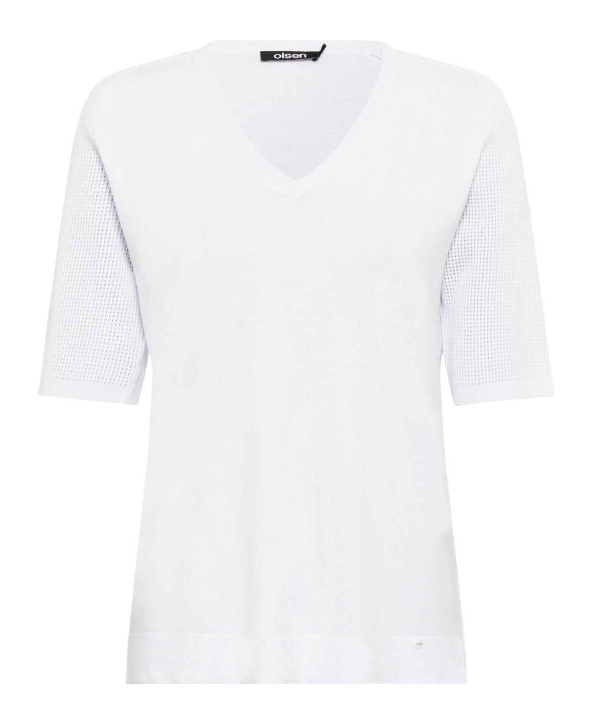 Olsen Womens 3/4 Sleeve Basic V-Neck T-Shirt Product Image