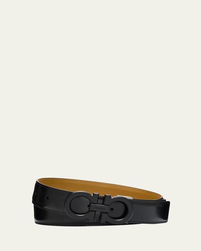 Mens Double Gancini Leather Belt Product Image