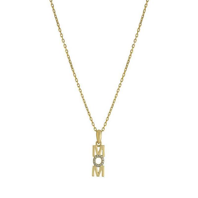 Main and Sterling 14k Gold Over Silver Cubic Zirconia MOM Pendant Necklace, Womens Yellow Product Image