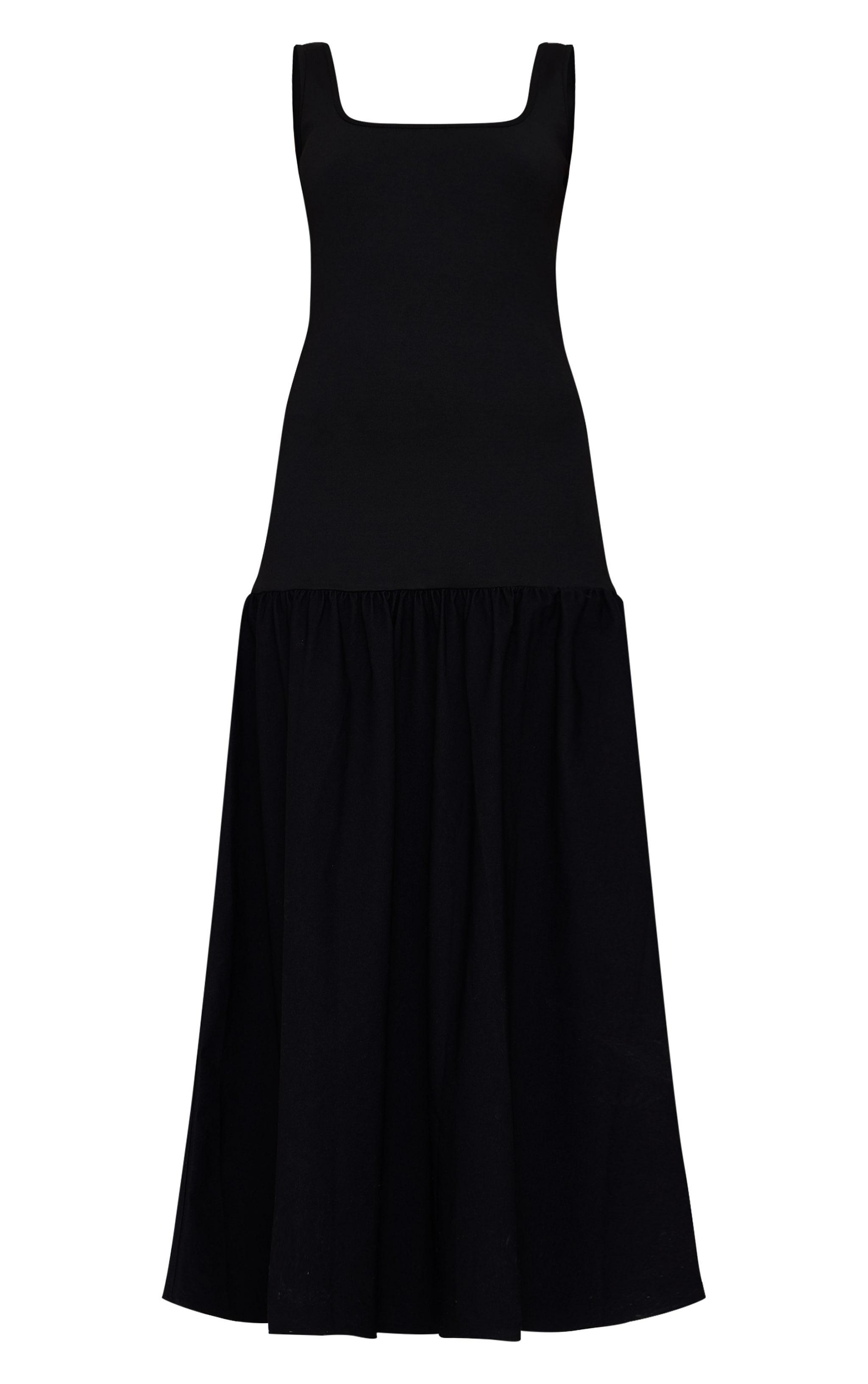 Black Woven Drop Waist Midaxi Dress Product Image